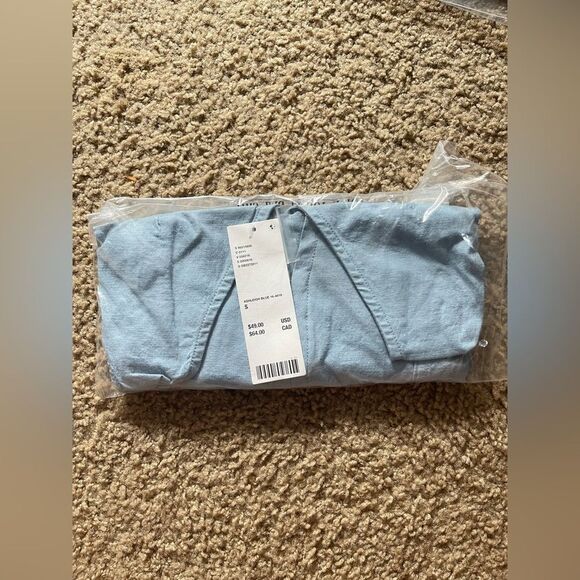 NEW Urban Outfitters Sari Seamed Linen-Blend Halter Vest Top Ashleigh Blue Small - Picture 5 of 5